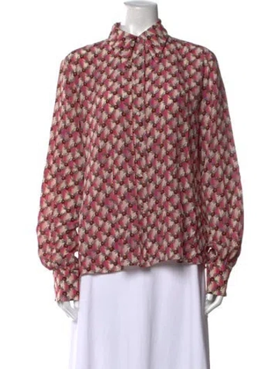 Pre-owned Etro Silk Floral Print Blouse In Pink