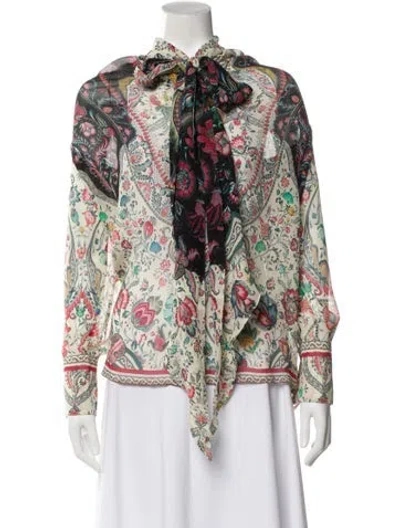 Pre-owned Etro Silk Floral Print Blouse W/ Tags In Multi