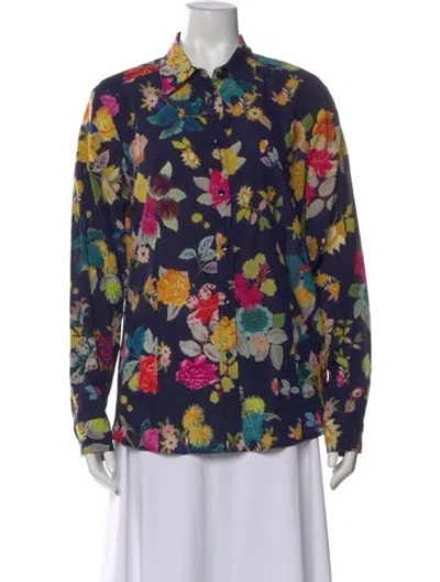 Pre-owned Etro Silk Floral Print Blouse W/ Tags In Multi