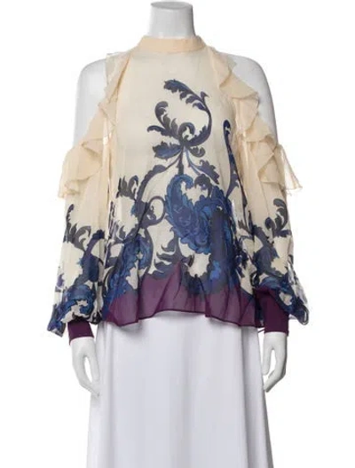 Pre-owned Etro Silk Floral Print Blouse W/ Tags In Multi