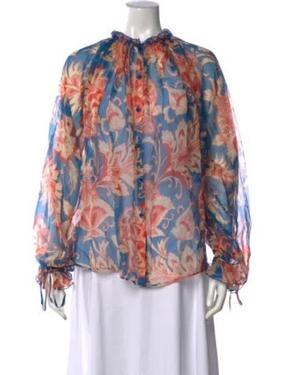 Pre-owned Etro Silk Floral Print Blouse W/ Tags In Multicolor