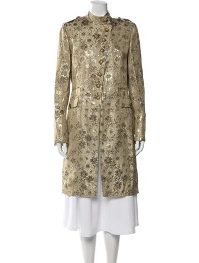 Pre-owned Etro Silk Floral Print Coat In Gold