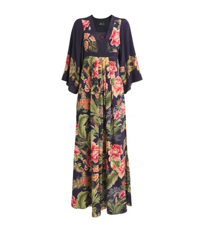 Etro Silk Floral Print Dress In Multi