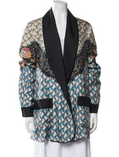 Pre-owned Etro Silk Floral Print Evening Jacket In Blue