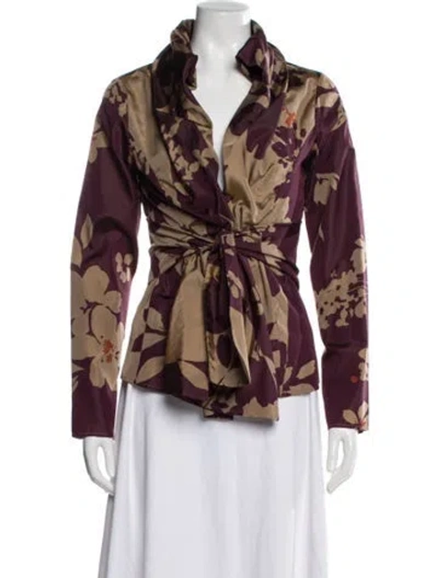 Pre-owned Etro Silk Floral Print Faux Fur Jacket In Multi