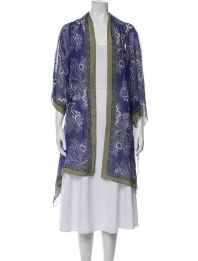 Pre-owned Etro Silk Floral Print Jacket In Blue