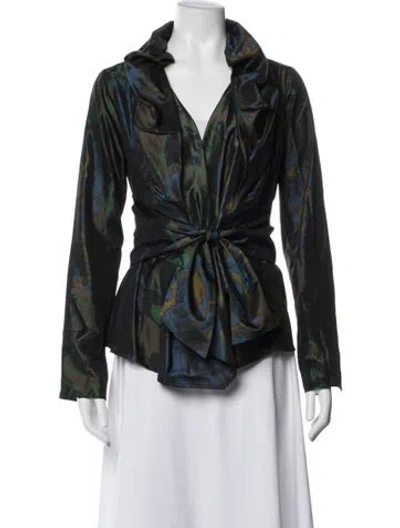 Pre-owned Etro Silk Floral Print Jacket In Blue