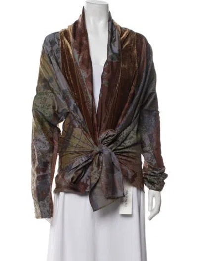 Pre-owned Etro Silk Floral Print Jacket In Brown