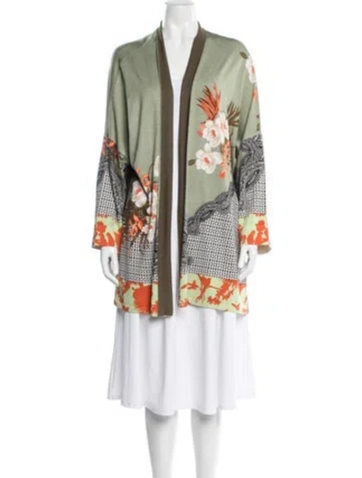 Pre-owned Etro Silk Floral Print Jacket In Green