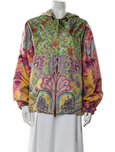 Pre-owned Etro Silk Floral Print Jacket In Green