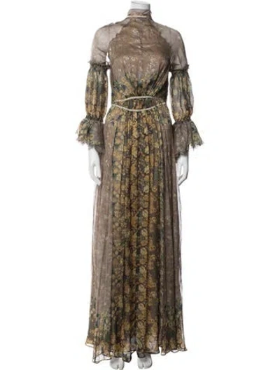 Pre-owned Etro Silk Floral Print Nightgown In Brown