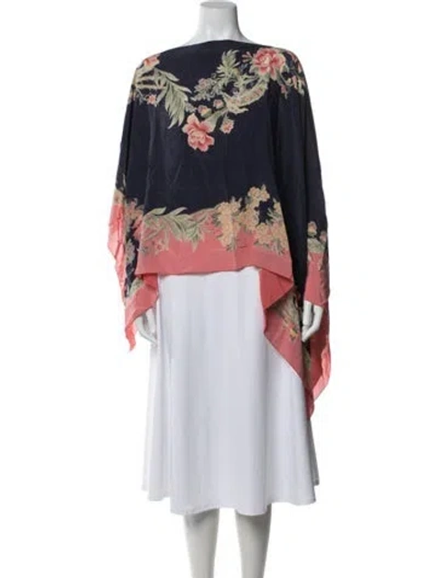 Pre-owned Etro Silk Floral Print Robe In Blue