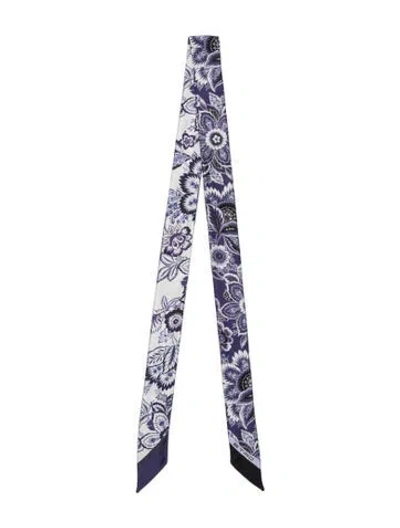 Pre-owned Etro Silk Floral Print Scarf In Blue