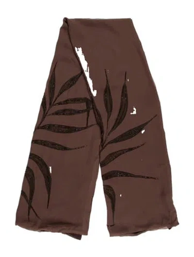 Pre-owned Etro Silk Floral Print Scarf In Brown
