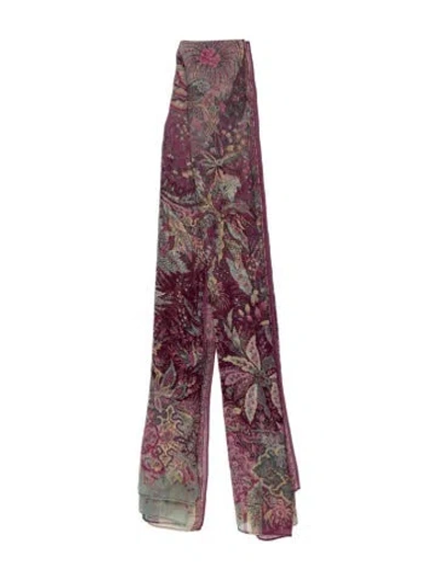 Pre-owned Etro Silk Floral Print Scarf In Neutrals
