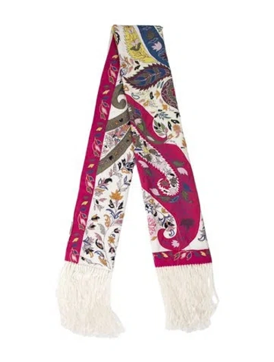 Pre-owned Etro Silk Floral Print Scarf In Pink