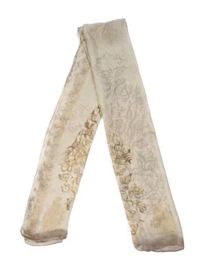 Pre-owned Etro Silk Floral Print Scarf In Yellow