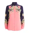 Etro Enchanted Floral Long-sleeve Silk Engineered Shirt In Red