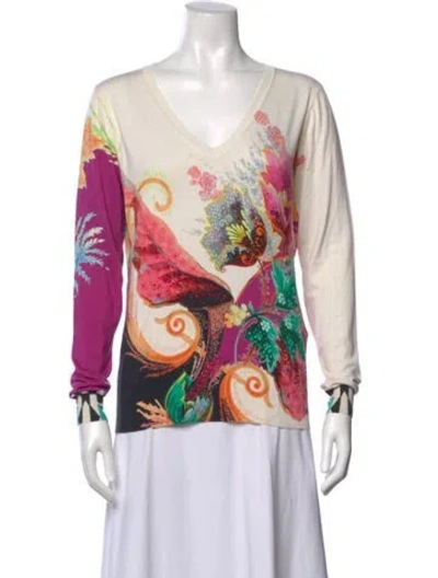 Pre-owned Etro Silk Floral Print Sweater In Black