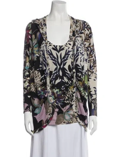 Pre-owned Etro Silk Floral Print Sweater In Black