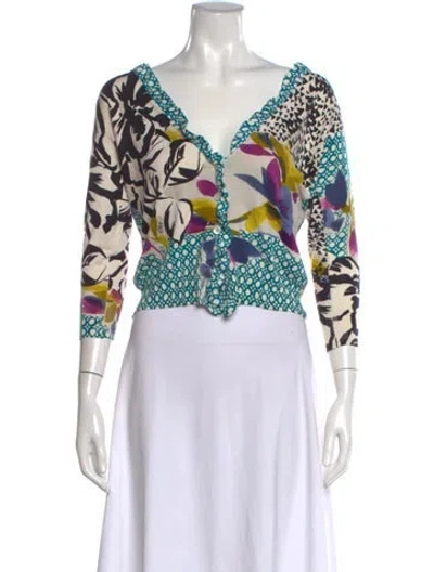 Pre-owned Etro Silk Floral Print Sweater In Blue