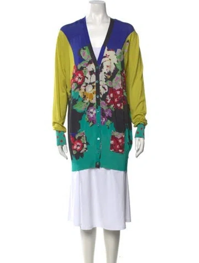 Pre-owned Etro Silk Floral Print Sweater In Blue