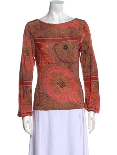 Pre-owned Etro Silk Floral Print Sweater In Burgundy