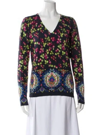 Pre-owned Etro Silk Floral Print Sweater In Multi