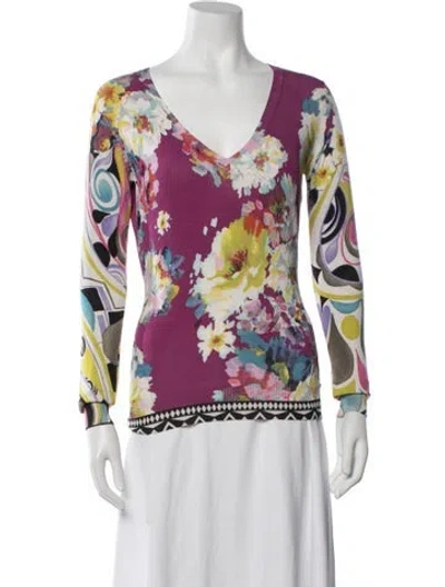 Pre-owned Etro Silk Floral Print Sweater In Multicolor