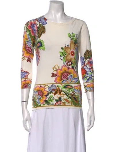 Pre-owned Etro Silk Floral Print Sweater In Neutrals