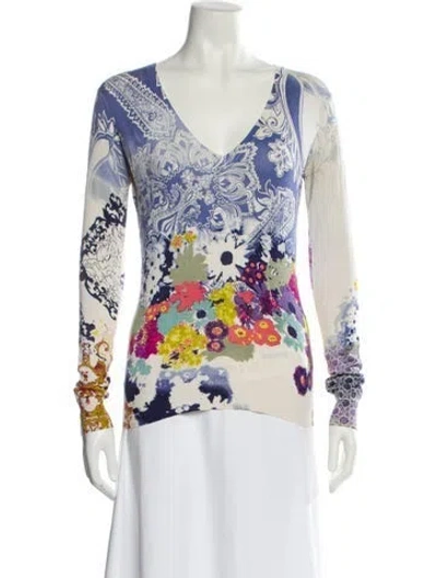 Pre-owned Etro Silk Floral Print Sweater In Neutrals