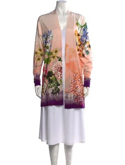 Pre-owned Etro Silk Floral Print Sweater In Orange