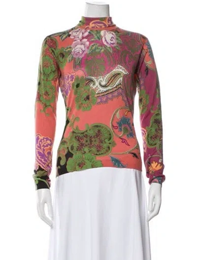 Pre-owned Etro Silk Floral Print Sweater In Pink