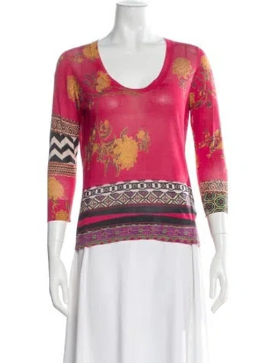 Pre-owned Etro Silk Floral Print Sweater In Pink