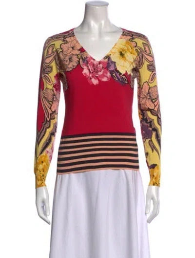 Pre-owned Etro Silk Floral Print Sweater In Pink