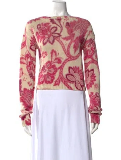 Pre-owned Etro Silk Floral Print Sweater W/ Tags In Pink