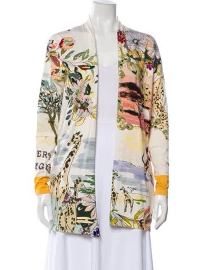 Pre-owned Etro Silk Floral Print Sweater In White