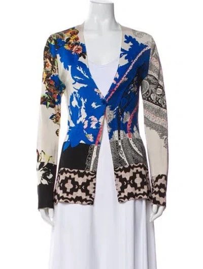 Pre-owned Etro Silk Floral Print Sweater In White