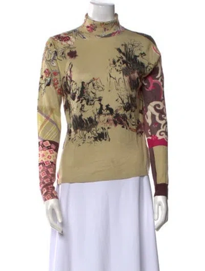 Pre-owned Etro Silk Floral Print Sweatshirt In Neutral