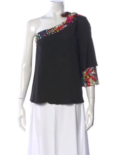 Pre-owned Etro Silk Floral Print Top In Black