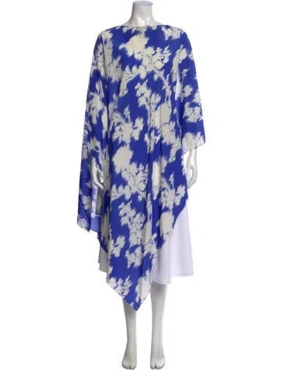 Pre-owned Etro Silk Floral Print Top In Blue