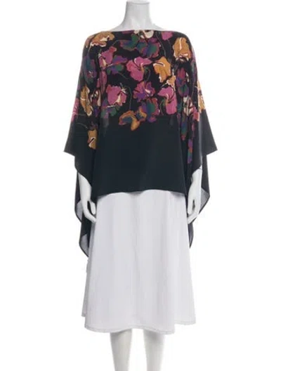 Pre-owned Etro Silk Floral Print Top In Green