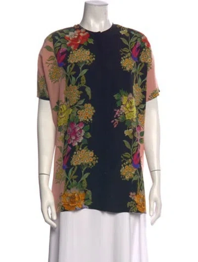 Pre-owned Etro Silk Floral Print Top In Multicolor