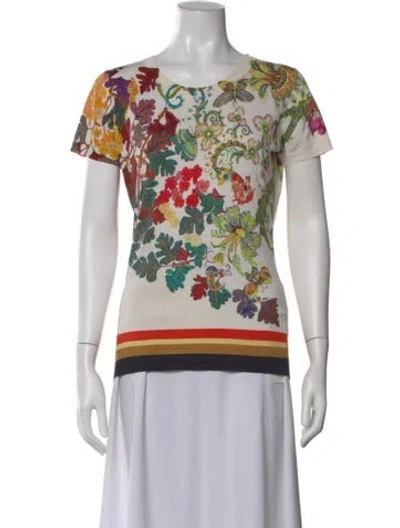 Pre-owned Etro Silk Floral Print Top In Neutral
