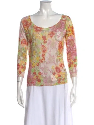 Pre-owned Etro Silk Floral Print Top In White