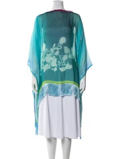 Pre-owned Etro Silk Floral Print Tunic In Blue/green