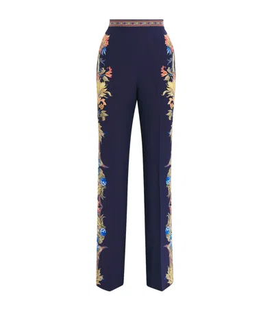 Etro Silk Floral Straight Trousers