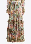 Etro Floral-print Tiered Silk Skirt In Multicolor