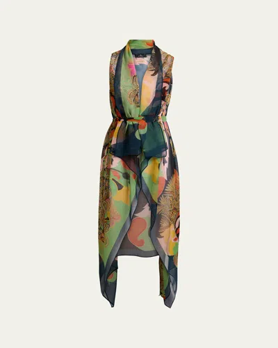 Etro Silk Foulard Vest In Multi