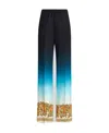 Etro Colour Shaded Crêpe De Chine Palazzo Trousers In Black